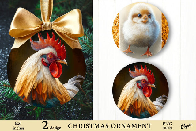 Chicken Sublimation PNG. Farmhouse Christmas Ornament PNG Sublimation Olga Terlyanskaya 