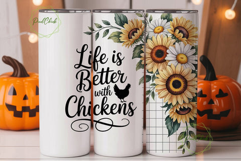 Chicken & Sunflower 20oz Tumbler Wrap Sublimation PixelChick 