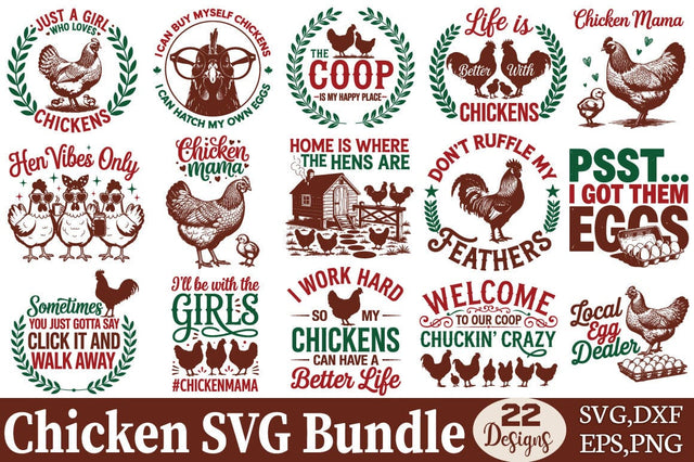 Chicken SVG Bundle Silhouette Chicken SVG Angelina750 