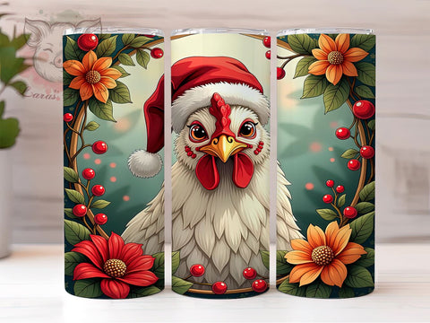 Chicken Tumbler, Christmas Farmhouse Decor, 20oz Tumbler Wrap, Holiday Gift, Funny Christmas Gift, Poultry Lover Gift, Cute Christmas Tumbler Sublimation Lara' s Designs 