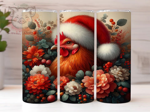 Chicken Tumbler, Christmas Farmhouse Decor, 20oz Tumbler Wrap, Holiday Gift, Funny Christmas Gift, Poultry Lover Gift, Cute Christmas Tumbler Sublimation Lara' s Designs 