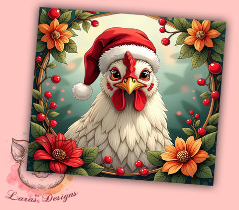 Chicken Tumbler, Christmas Farmhouse Decor, 20oz Tumbler Wrap, Holiday Gift, Funny Christmas Gift, Poultry Lover Gift, Cute Christmas Tumbler Sublimation Lara' s Designs 