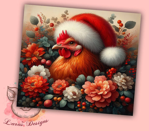 Chicken Tumbler, Christmas Farmhouse Decor, 20oz Tumbler Wrap, Holiday Gift, Funny Christmas Gift, Poultry Lover Gift, Cute Christmas Tumbler Sublimation Lara' s Designs 