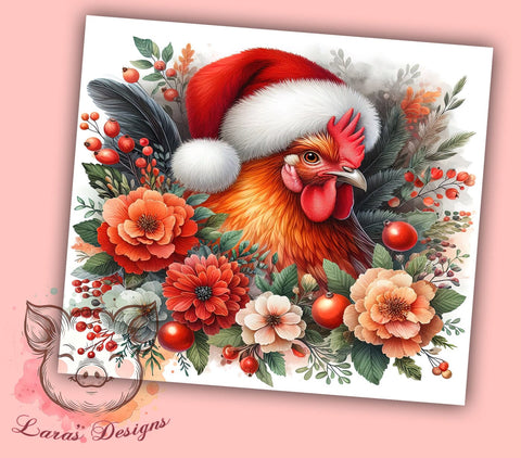 Chicken Tumbler, Christmas Farmhouse Decor, 20oz Tumbler Wrap, Holiday Gift, Funny Christmas Gift, Poultry Lover Gift, Cute Christmas Tumbler Sublimation Lara' s Designs 