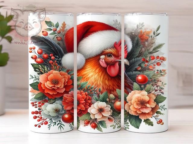 Chicken Tumbler, Christmas Farmhouse Decor, 20oz Tumbler Wrap, Holiday Gift, Funny Christmas Gift, Poultry Lover Gift, Cute Christmas Tumbler Sublimation Lara' s Designs 