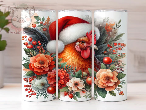 Chicken Tumbler, Christmas Farmhouse Decor, 20oz Tumbler Wrap, Holiday Gift, Funny Christmas Gift, Poultry Lover Gift, Cute Christmas Tumbler Sublimation Lara' s Designs 