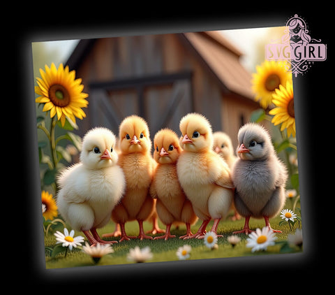 Chicken Tumbler, Sunflower Design, 20oz Tumbler Wrap, Sublimation PNG, Country Decor, Farmhouse Style, Custom Tumbler Sublimation SvggirlplusArt 