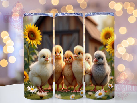 Chicken Tumbler, Sunflower Design, 20oz Tumbler Wrap, Sublimation PNG, Country Decor, Farmhouse Style, Custom Tumbler Sublimation SvggirlplusArt 
