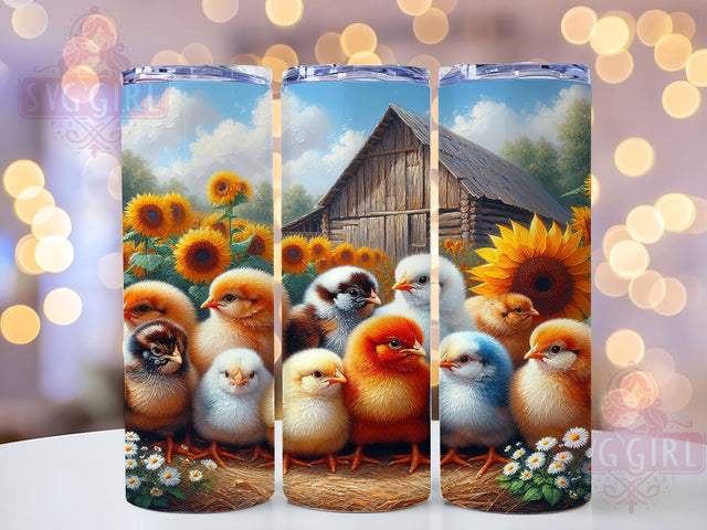 Chicken Tumbler, Sunflower Design, 20oz Tumbler Wrap, Sublimation PNG, Country Decor, Farmhouse Style, Custom Tumbler Sublimation SvggirlplusArt 