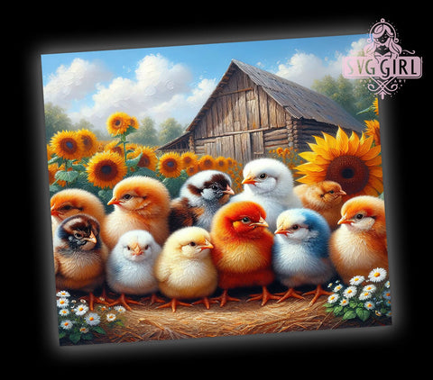 Chicken Tumbler, Sunflower Design, 20oz Tumbler Wrap, Sublimation PNG, Country Decor, Farmhouse Style, Custom Tumbler Sublimation SvggirlplusArt 