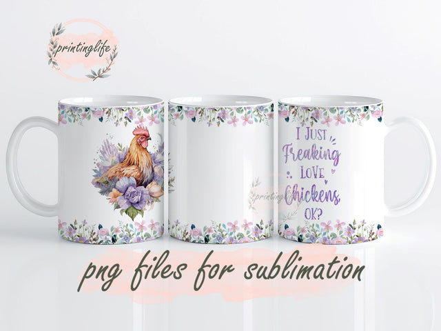 Chickens Mug Wrap Mug, Chickens Mug Sublimation Design, Chickens Mug Wrap, Instant Digital Download PNG Sublimation PrintingLife 