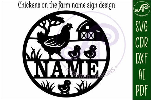 Chickens on the farm name sign design for laser cutting SVG APInspireddesigns 