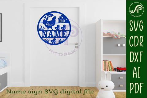 Chickens on the farm name sign design for laser cutting SVG APInspireddesigns 