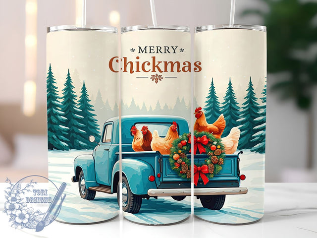 Chickmas Tumbler Wrap, Christmas Chicken Tumbler, Merry Chicken Design, 20oz Sublimation, Holiday Drinkware, Cute Chicken Gift, Festive Tumbler Wrap Sublimation ToriDesigns 