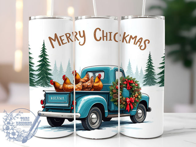 Chickmas Tumbler Wrap, Christmas Chicken Tumbler, Merry Chicken Design, 20oz Sublimation, Holiday Drinkware, Cute Chicken Gift, Festive Tumbler Wrap Sublimation ToriDesigns 