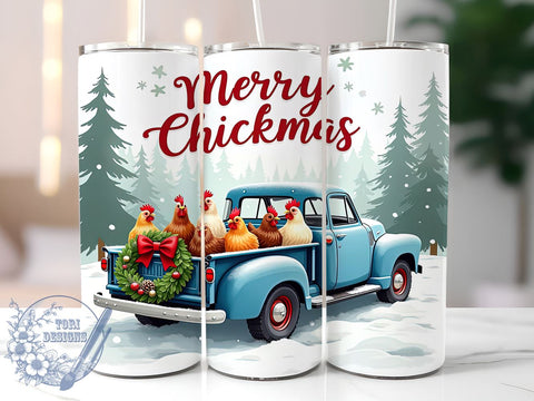 Chickmas Tumbler Wrap, Christmas Chicken Tumbler, Merry Chicken Design, 20oz Sublimation, Holiday Drinkware, Cute Chicken Gift, Festive Tumbler Wrap Sublimation ToriDesigns 