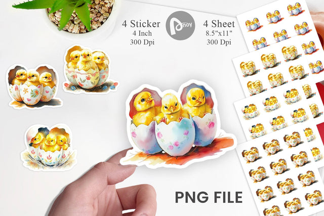 Chicks in Eggs Sticker Sublimation artnoy 