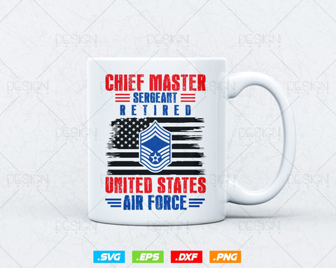 Chief Master Sergeant Retired Air Force Retirement Svg Png, USA Flag Svg, Air Force Tshirt, Svg Files for Cricut, Instant download SVG DesignDestine 