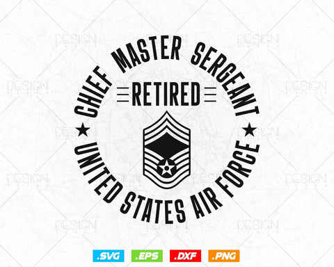 Chief Master Sergeant Retired Air Force Retirement Svg Png, USA Flag Svg, Air Force Tshirt, Svg Files for Cricut, Instant download SVG DesignDestine 