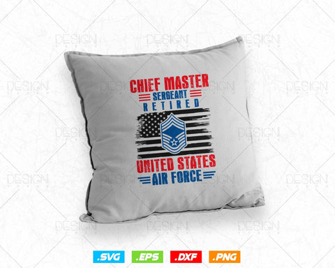 Chief Master Sergeant Retired Air Force Retirement Svg Png, USA Flag Svg, Air Force Tshirt, Svg Files for Cricut, Instant download SVG DesignDestine 