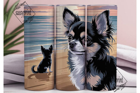 Chihuahua Beach Sunset 20oz Tumbler Wrap Sublimation sassyprint 