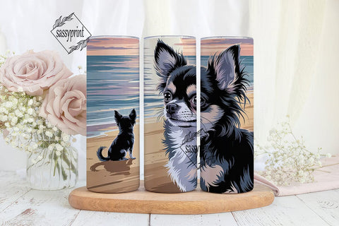 Chihuahua Beach Sunset 20oz Tumbler Wrap Sublimation sassyprint 