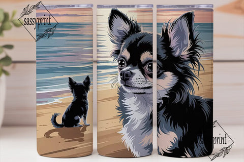Chihuahua Beach Sunset 20oz Tumbler Wrap Sublimation sassyprint 