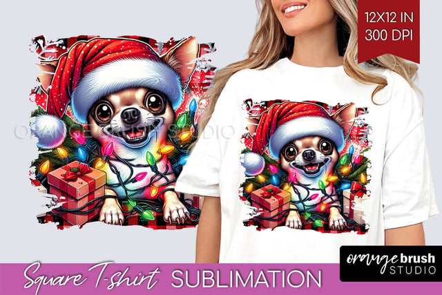 Chihuahua Christmas Dog Square Tshirt PNG Sublimation OrangeBrushStudio 