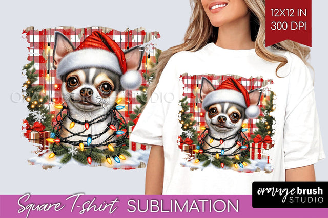 Chihuahua Christmas Dog Square Tshirt PNG Sublimation OrangeBrushStudio 