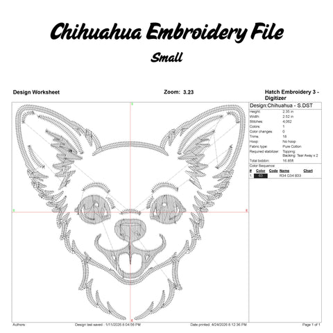 Chihuahua Embroidery File Embroidery/Applique DESIGNS Stitched Haus 