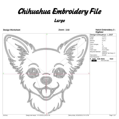 Chihuahua Embroidery File Embroidery/Applique DESIGNS Stitched Haus 