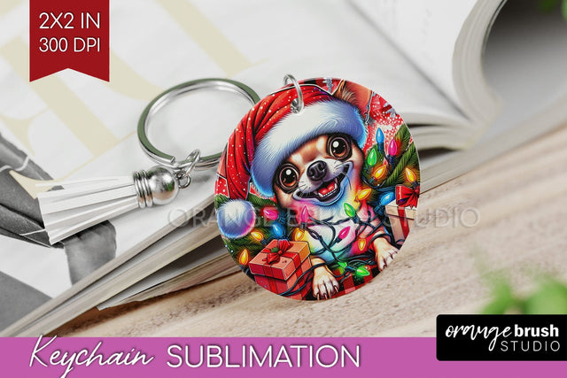 Chihuahua Funny Christmas Dog Keychain PNG Sublimation OrangeBrushStudio 