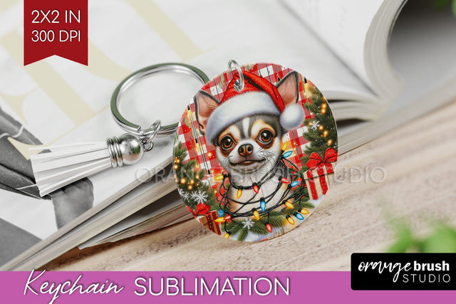 Chihuahua Funny Christmas Dog Keychain PNG Sublimation OrangeBrushStudio 