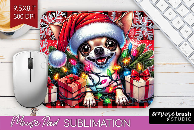 Chihuahua Funny Christmas Dog Mouse Pad PNG Sublimation OrangeBrushStudio 