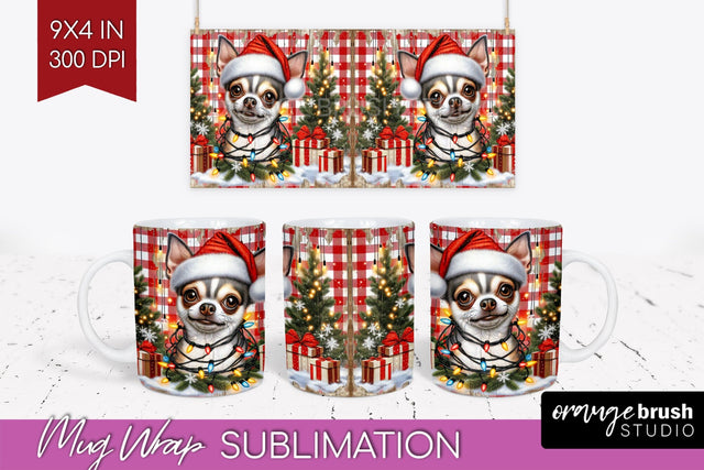 Chihuahua Funny Christmas Dog Mug Wrap PNG Sublimation OrangeBrushStudio 