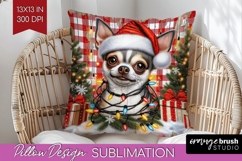 Chihuahua Funny Christmas Dog Pillow Cover Sublimation OrangeBrushStudio 