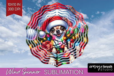 Chihuahua Funny Christmas Dog Wind Spinner Sublimation OrangeBrushStudio 