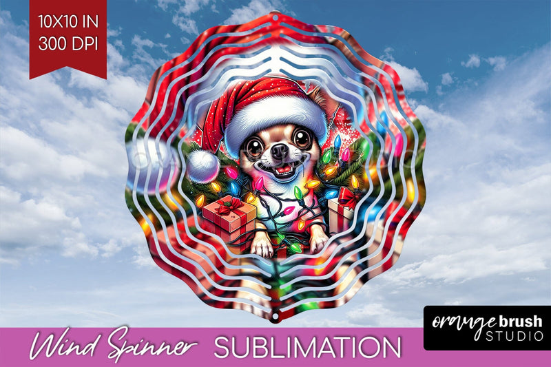 Chihuahua Funny Christmas Dog Wind Spinner Sublimation OrangeBrushStudio 