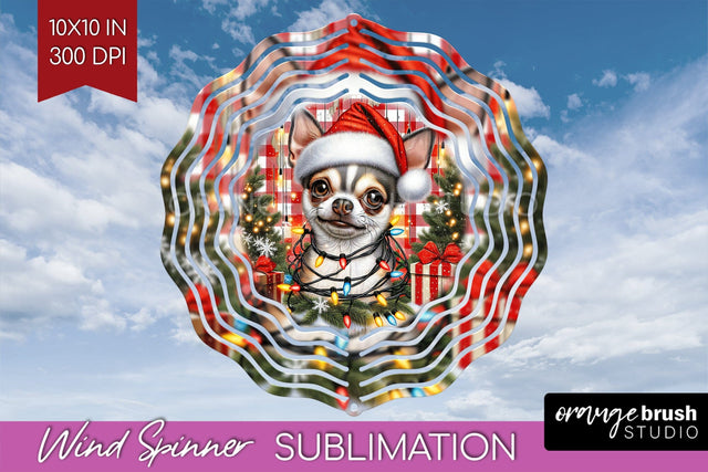 Chihuahua Funny Christmas Dog Wind Spinner Sublimation OrangeBrushStudio 