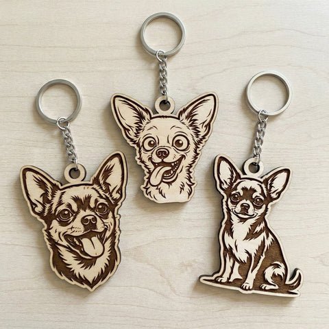 Chihuahua Keychain SVG Bundle, 6 Laser Cut & Engrave Keychain Files, Personalized Bone Design, Glowforge Cricut DXF EPS Cnc SVG HappyDesignStudio 
