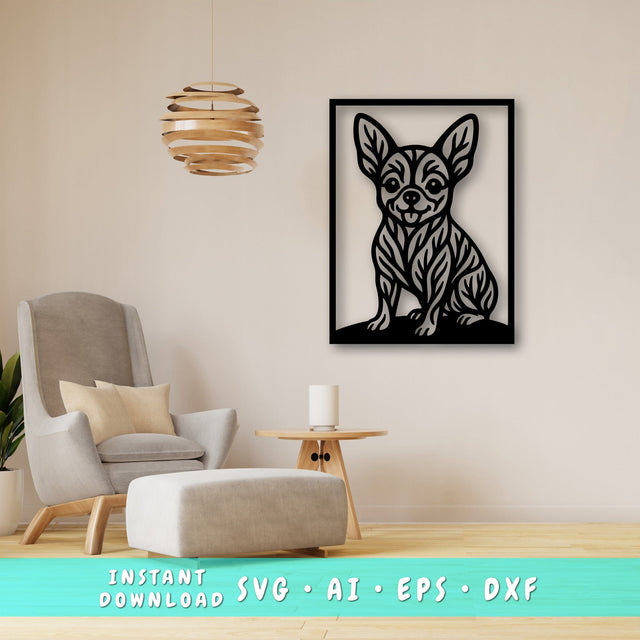 Chihuahua Laser SVG, Cute Dog Laser Cut, Pet Lover Design, Digital Download, Dog Art, Laser Engraving File SVG HappyDesignStudio 