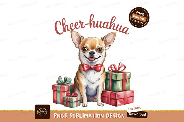 Chihuahua wearing bow tie with gifts animal cute Sublimation Designangry 