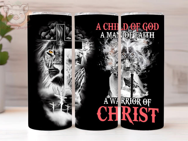 Child Of God A Man Of Faith 20oz Tumbler Png, Straight & Tapered Tumbler Png, Christian Quotes Tumbler Png, Digital Download PNG Sublimation Lara' s Designs 