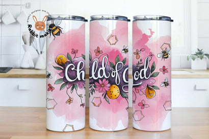 Child of God Christian Floral Faith 20oz Skinny Tumbler Sublimation Designs Sublimation Rabbitmakies 