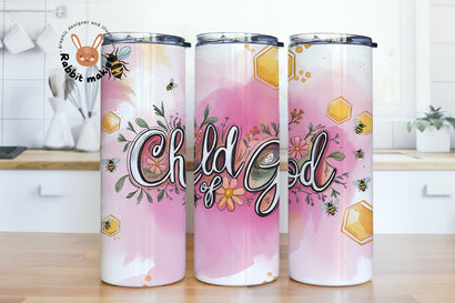 Child of God Christian Floral Faith 20oz Skinny Tumbler Sublimation Designs Sublimation Rabbitmakies 