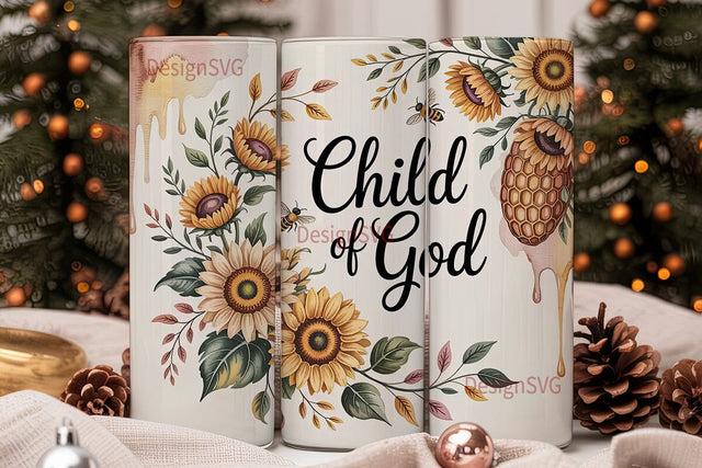 Child of God Floral Tumbler Wrap Sublimation DesignSVG 