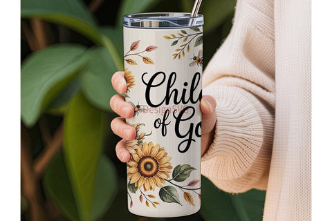 Child of God Floral Tumbler Wrap Sublimation DesignSVG 