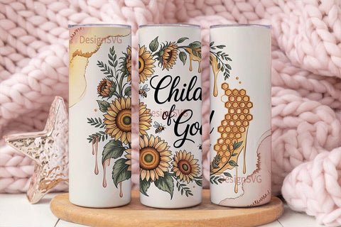 Child of God Floral Tumbler Wrap Sublimation DesignSVG 