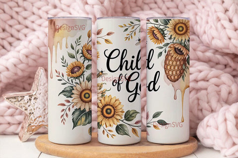 Child of God Floral Tumbler Wrap Sublimation DesignSVG 