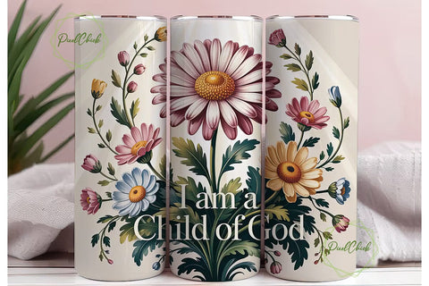 Child of God Floral Tumbler Wrap Sublimation PixelChick 
